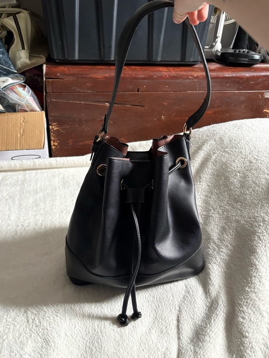 H&M Handbags - H&M Black Drawstring Bucket Hobo Bag
